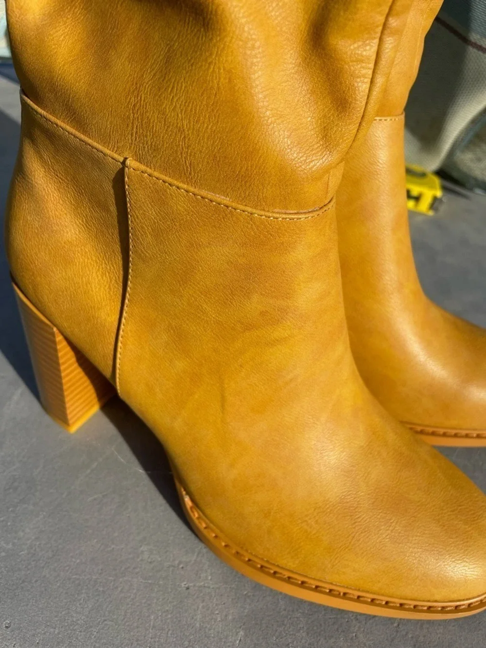 Topwalks Women's Tall Knee High Boots Mustard Yellow Size 8